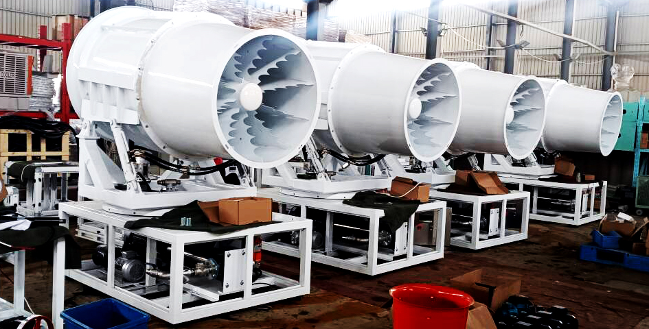 Indonesian customers purchase 10 high-tower fog cannons from our company for dust reduction
