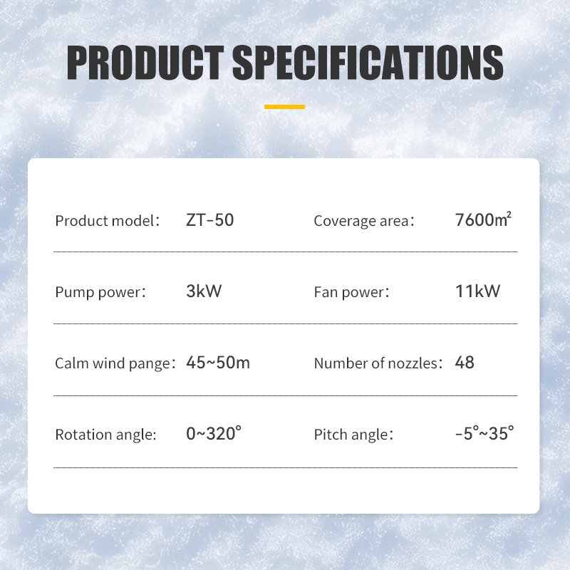 Manufacturer Industrial 50m Mist Cannon Machine with Winter Snowmelt